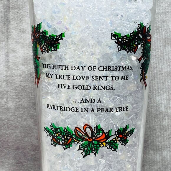 TS&T 12 Days Of Christmas 5th Day Gold Rings Glass 6.25" Tumbler 16oz - Picture 6 of 11